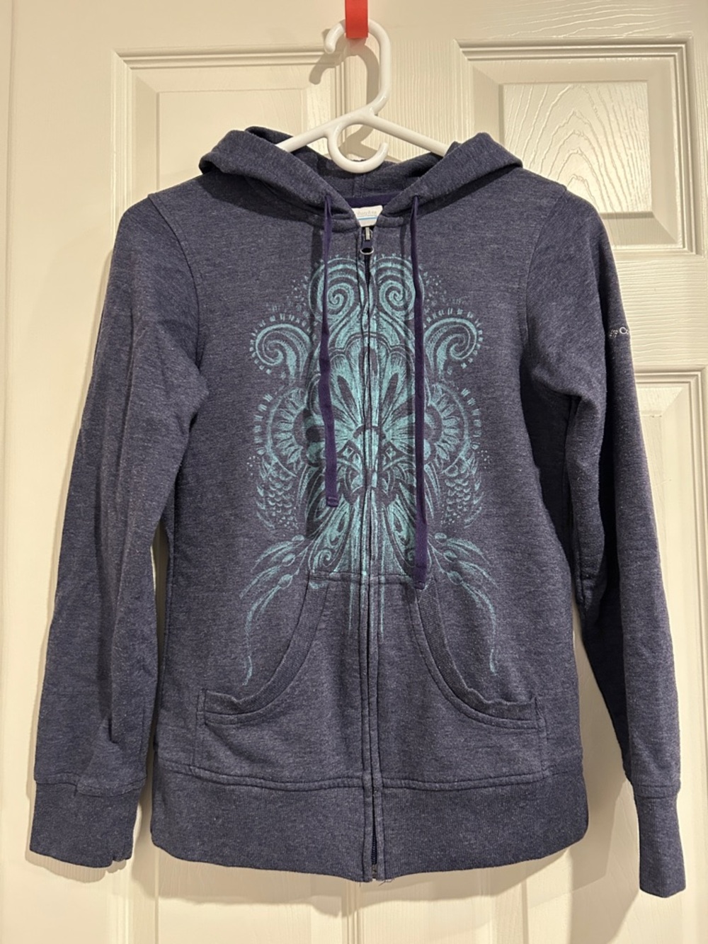 Heather Navy Zip-Up Hoodie with Graphic